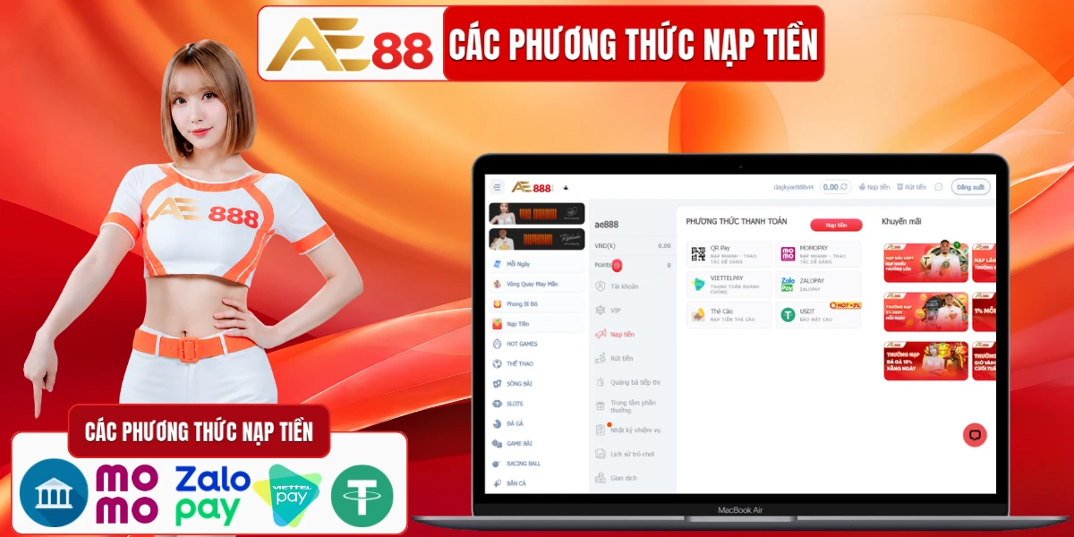 Các phương thức nạp tiền AE88